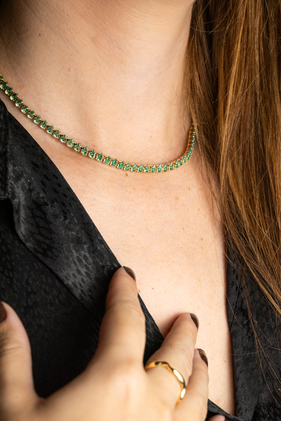 Choker Rivieira Gota Verde Turmalina