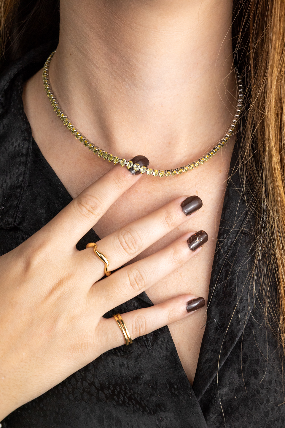 Choker Rivieira Gota Amarelo Citrino